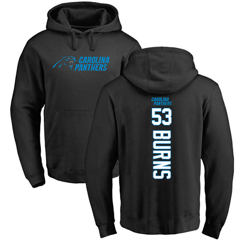 Carolina Panthers Men Black Brian Burns Backer NFL Football #53 Pullover Hoodie Sweatshirts